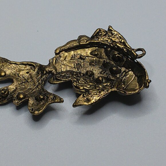 Blue Golden Fish Pendant, gold color, blue rhinestone, shiny crystals details - Picture 9 of 9